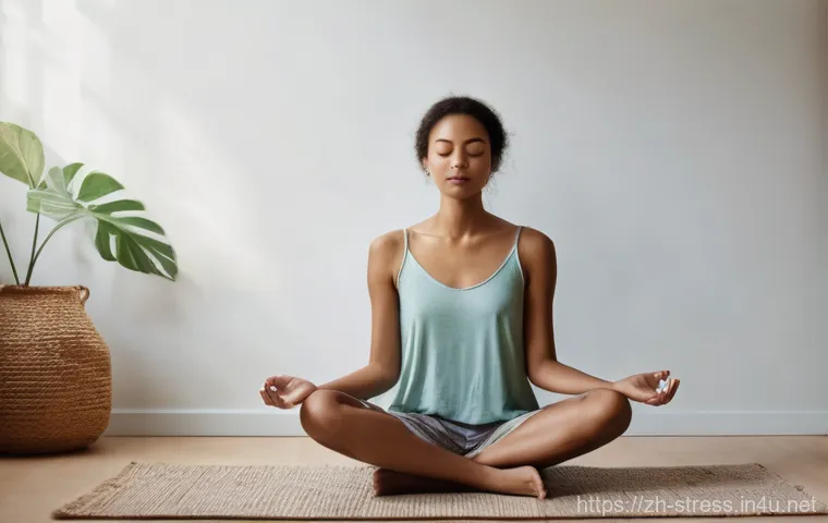 스트레스 해소법  긍정적인 생각 기법 - **Emotional Understanding and Acceptance:**
    *   **Prompt:** A serene full-body shot of a young w...