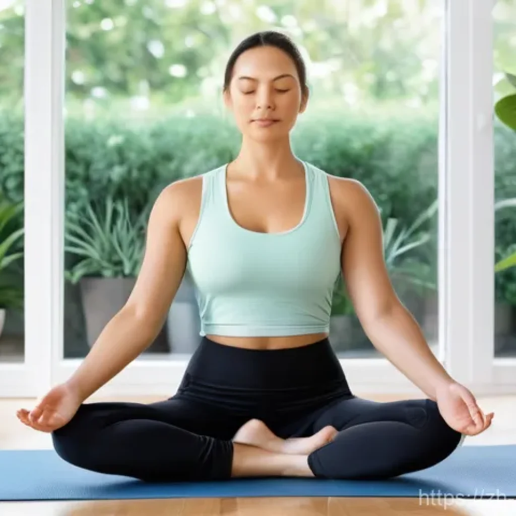 스트레스 해소를 위한 재활 운동 - **Prompt:** A person (gender-neutral, 30s), wearing comfortable and modest activewear (such as yoga ...