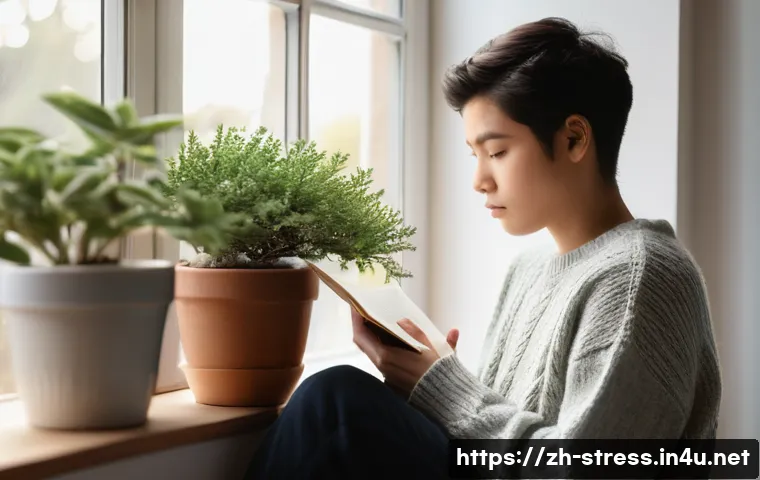 스트레스 해소법  스트레스의 원인 분석하기 - **Prompt Title: The Silent Observer of Inner Stress**
    **Description:** A contemplative young adu...